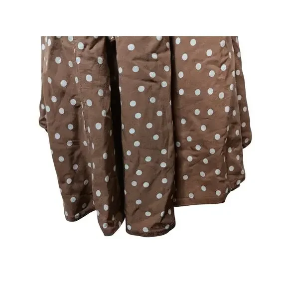 L*Space Brown White Polka Dot Maxi Dress L Large Spaghetti Strap Wrap - Picture 9 of 16